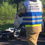 Wypadek w Ustjanowej. Motocyklista w szpitalu.<br/>fot. KPP Ustrzyki Dolne